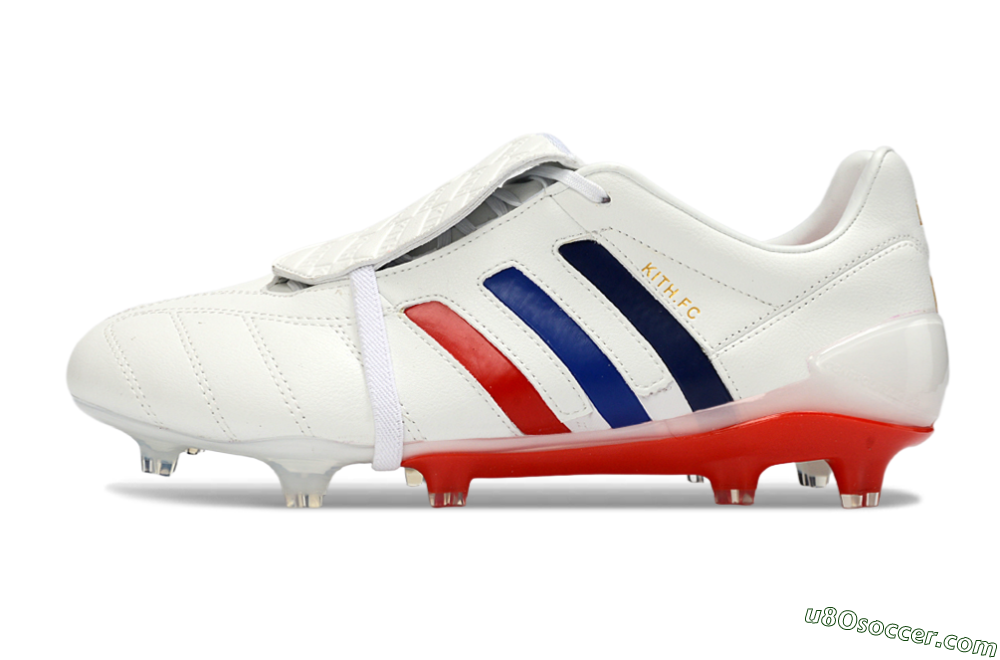 Adidas Predator 26 Elite Fold-Over Tongue FG Firm Ground Soccer Cleats - White/Royal Blue/Fiery Red 2