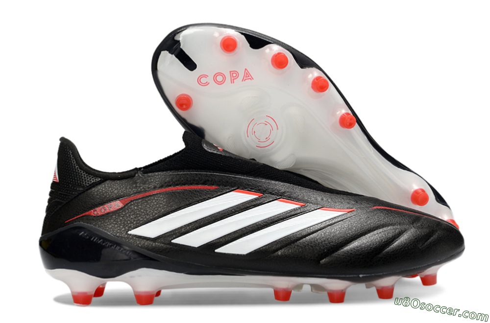 Adidas Copa Pure 4 Elite Laceless FG Firm Ground Soccer Cleats - Black/Bright Red/White 1