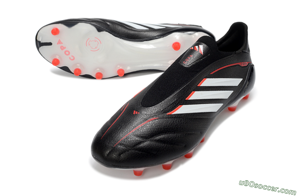 Adidas Copa Pure 4 Elite Laceless FG Firm Ground Soccer Cleats - Black/Bright Red/White 3