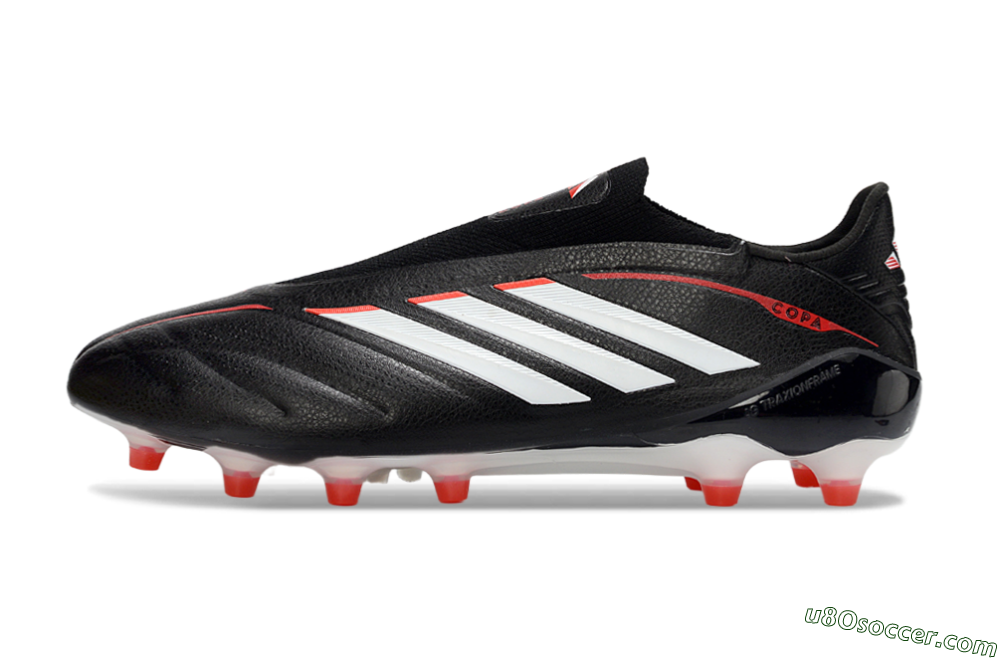 Adidas Copa Pure 4 Elite Laceless FG Firm Ground Soccer Cleats - Black/Bright Red/White 2