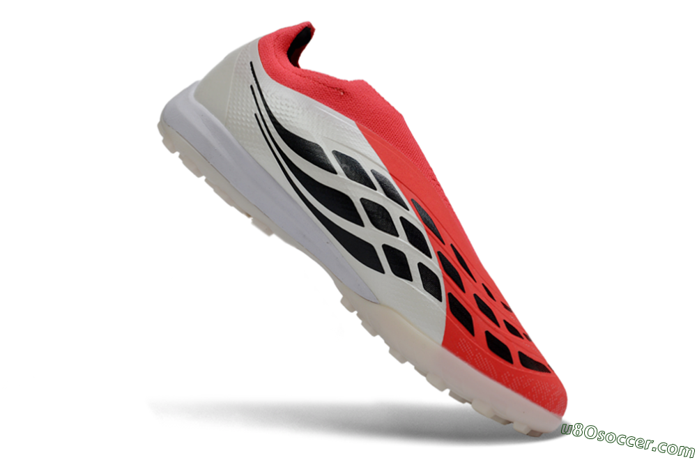 Adidas Predator 26 Elite Laceless TF Artificial Turf Soccer Shoes - Red/Electric Red/Classic White 5