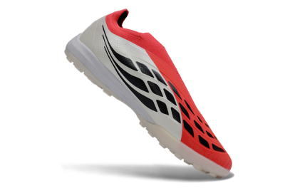 Adidas Predator 26 Elite Laceless TF Artificial Turf Soccer Shoes - Red/Electric Red/Classic White