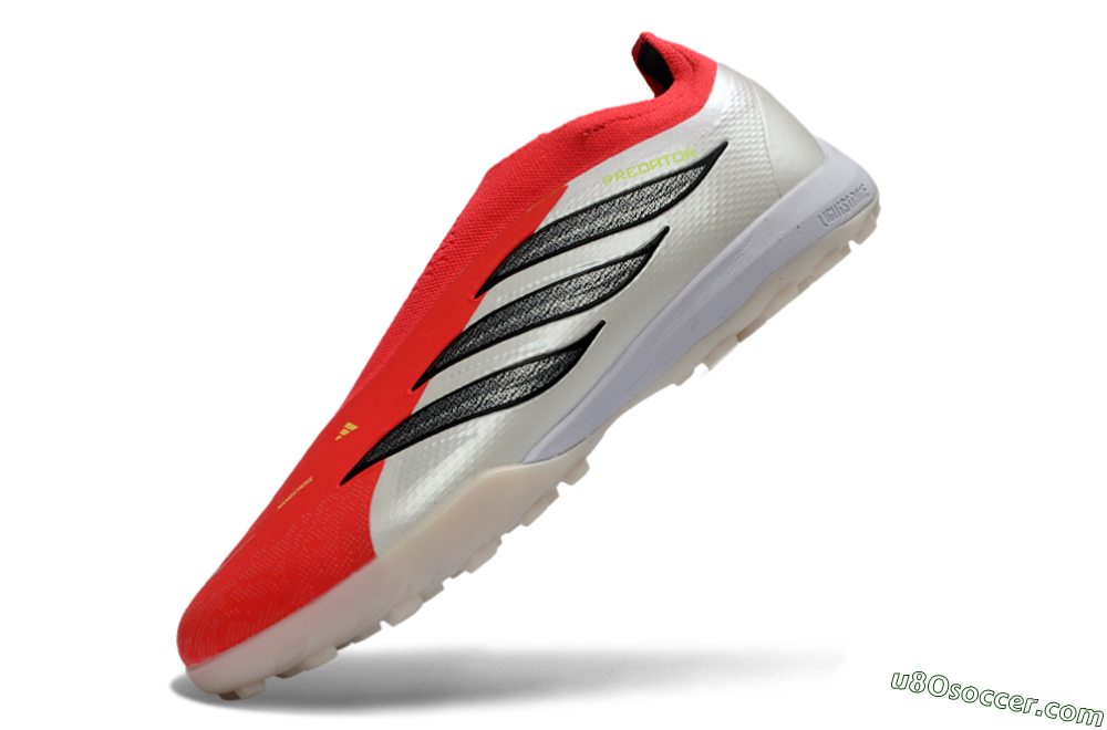 Adidas Predator 26 Elite Laceless TF Artificial Turf Soccer Shoes - Red/Electric Red/Classic White 6