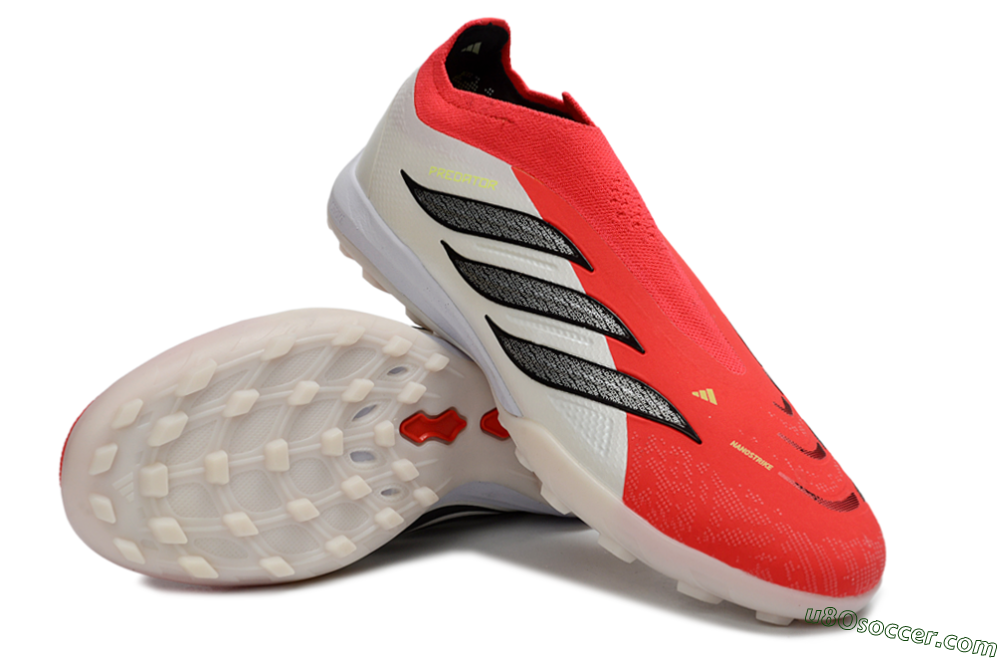 Adidas Predator 26 Elite Laceless TF Artificial Turf Soccer Shoes - Red/Electric Red/Classic White 4