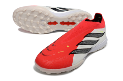 Adidas Predator 26 Elite Laceless TF Artificial Turf Soccer Shoes - Red/Electric Red/Classic White
