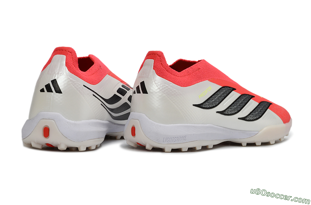 Adidas Predator 26 Elite Laceless TF Artificial Turf Soccer Shoes - Red/Electric Red/Classic White 7