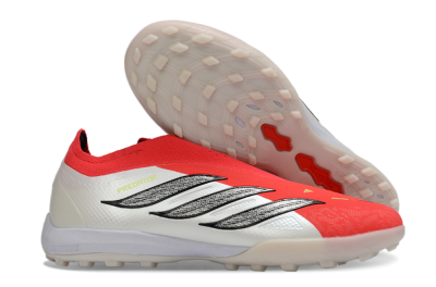 Adidas Predator 26 Elite Laceless TF Artificial Turf Soccer Shoes - Red/Electric Red/Classic White