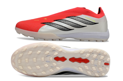 Adidas Predator 26 Elite Laceless TF Artificial Turf Soccer Shoes - Red/Electric Red/Classic White
