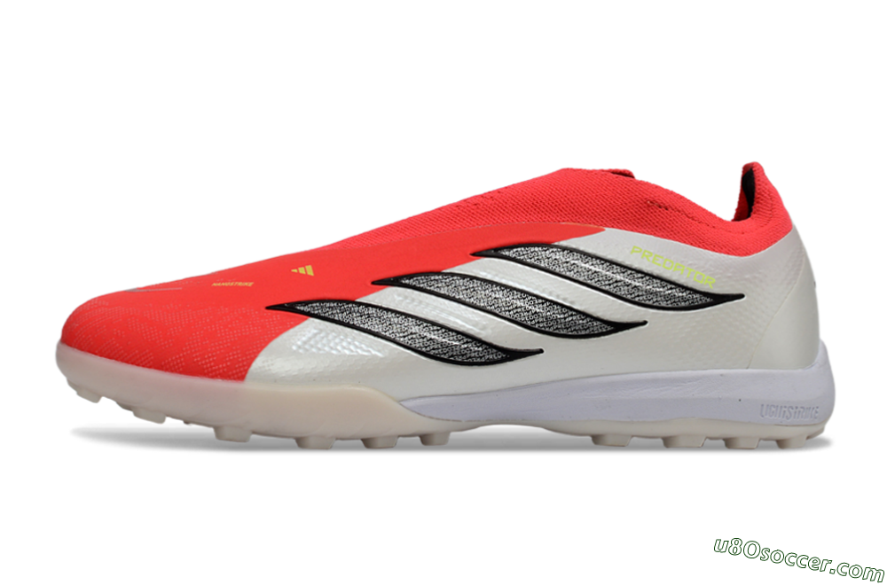 Adidas Predator 26 Elite Laceless TF Artificial Turf Soccer Shoes - Red/Electric Red/Classic White 2