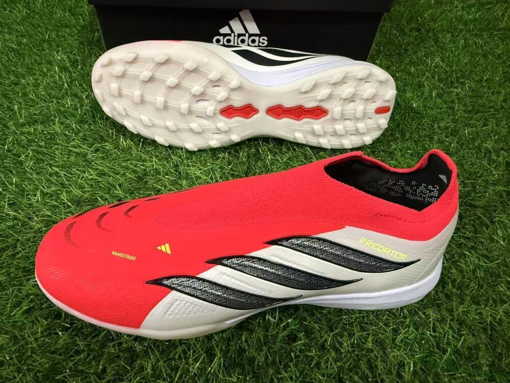 Adidas Predator 26 Elite Laceless TF Artificial Turf Soccer Shoes - Red/Electric Red/Classic White