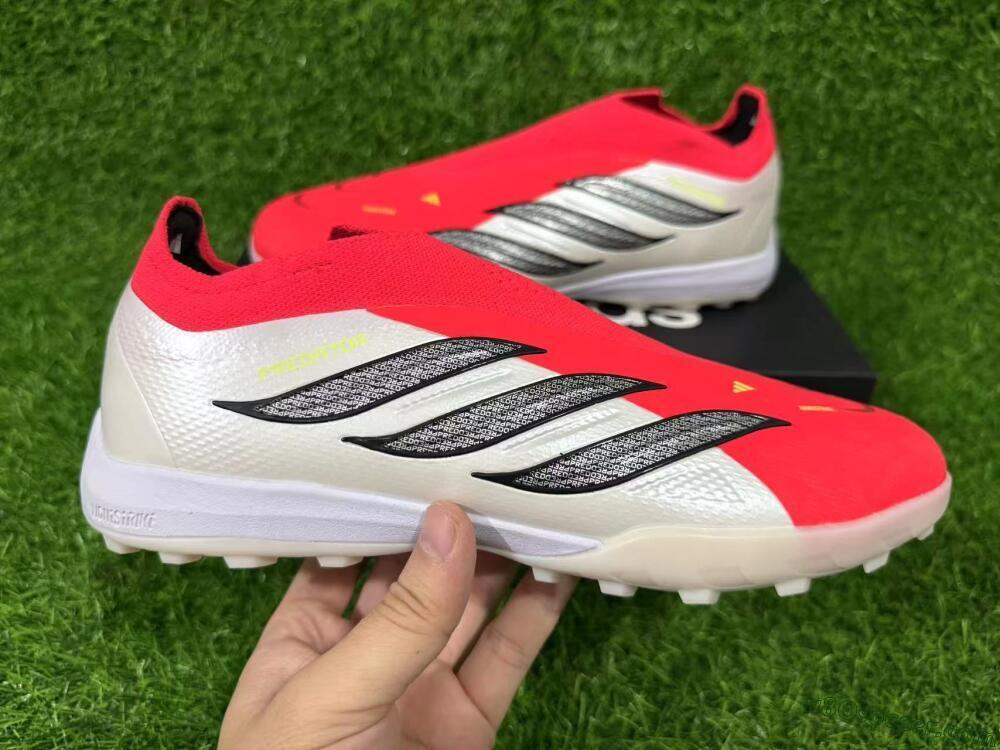 Adidas Predator 26 Elite Laceless TF Artificial Turf Soccer Shoes - Red/Electric Red/Classic White