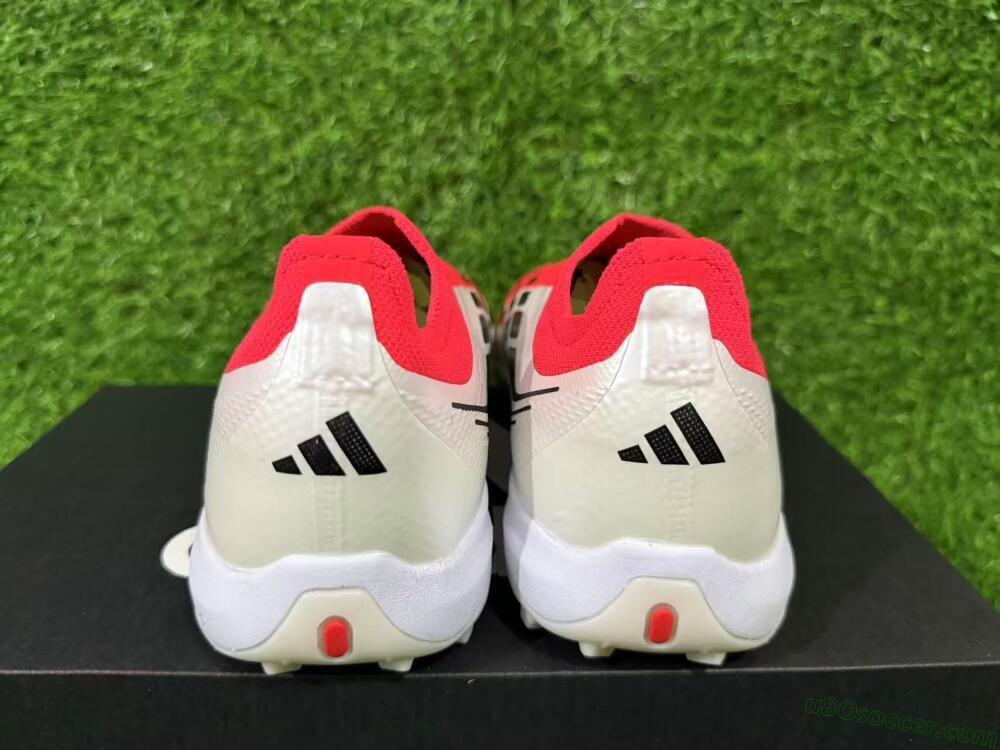 Adidas Predator 26 Elite Laceless TF Artificial Turf Soccer Shoes - Red/Electric Red/Classic White