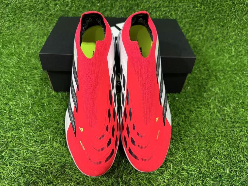 Adidas Predator 26 Elite Laceless TF Artificial Turf Soccer Shoes - Red/Electric Red/Classic White