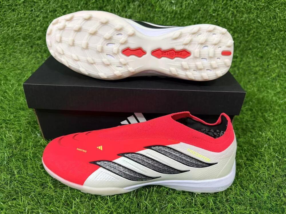 Adidas Predator 26 Elite Laceless TF Artificial Turf Soccer Shoes - Red/Electric Red/Classic White