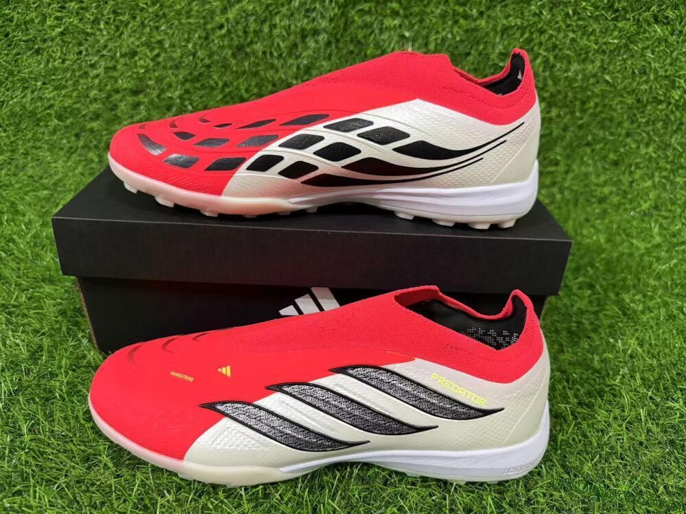Adidas Predator 26 Elite Laceless TF Artificial Turf Soccer Shoes - Red/Electric Red/Classic White