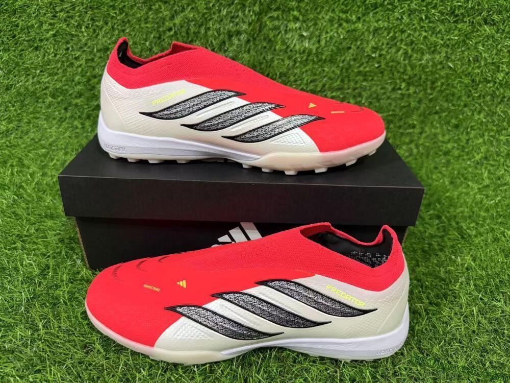 Adidas Predator 26 Elite Laceless TF Artificial Turf Soccer Shoes - Red/Electric Red/Classic White