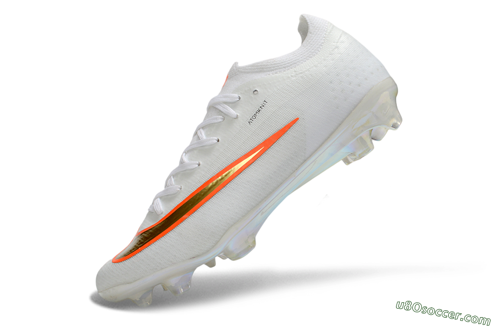 Nike Air Zoom Mercurial Vapor 17 Elite FG Firm Ground Soccer Cleats - White/Neon Orange/Metallic Gold 5
