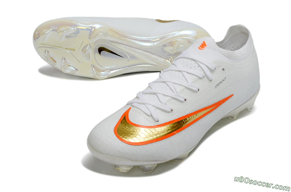 Nike Air Zoom Mercurial Vapor 17 Elite FG Firm Ground Soccer Cleats - White/Neon Orange/Metallic Gold 3