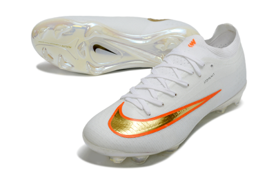 Nike Air Zoom Mercurial Vapor 17 Elite FG Firm Ground Soccer Cleats - White/Neon Orange/Metallic Gold