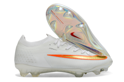 Nike Air Zoom Mercurial Vapor 17 Elite FG Firm Ground Soccer Cleats - White/Neon Orange/Metallic Gold