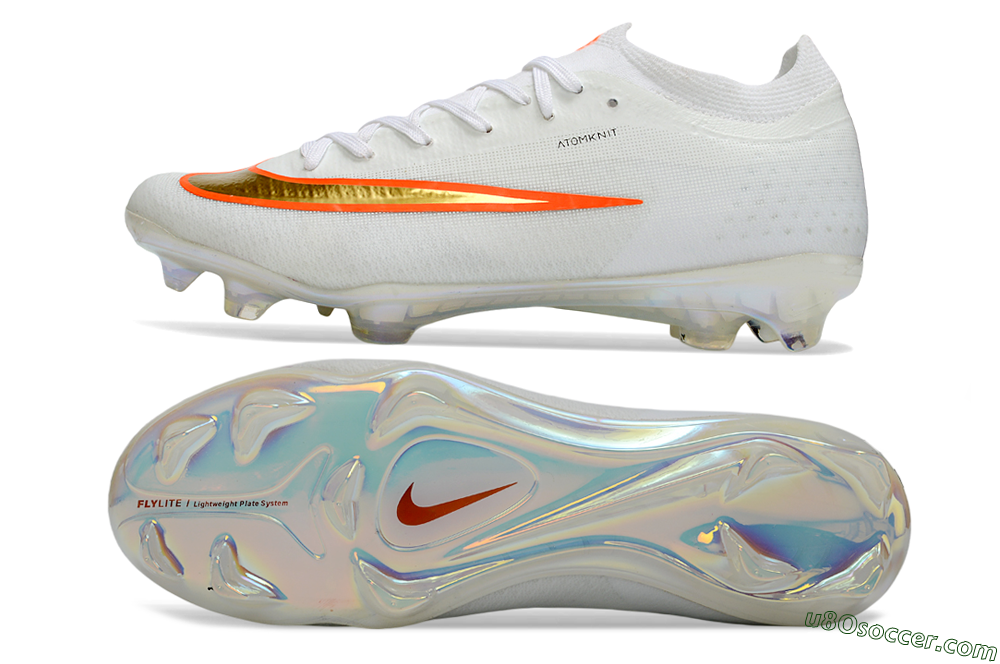 Nike Air Zoom Mercurial Vapor 17 Elite FG Firm Ground Soccer Cleats - White/Neon Orange/Metallic Gold 0