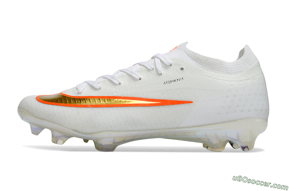 Nike Air Zoom Mercurial Vapor 17 Elite FG Firm Ground Soccer Cleats - White/Neon Orange/Metallic Gold 2
