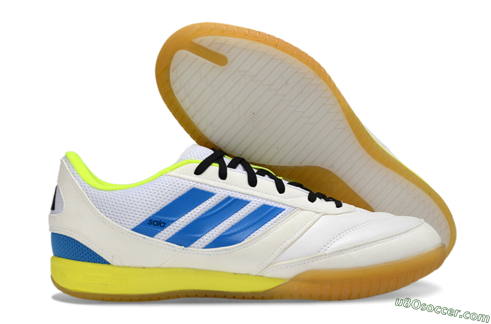 Adidas Top Sala IC Indoor & Futsal Soccer Shoes - White/Bright Blue/Lime Green 1