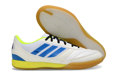 Adidas Top Sala IC Indoor & Futsal Soccer Shoes - White/Bright Blue/Lime Green