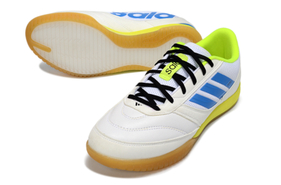 Adidas Top Sala IC Indoor & Futsal Soccer Shoes - White/Bright Blue/Lime Green