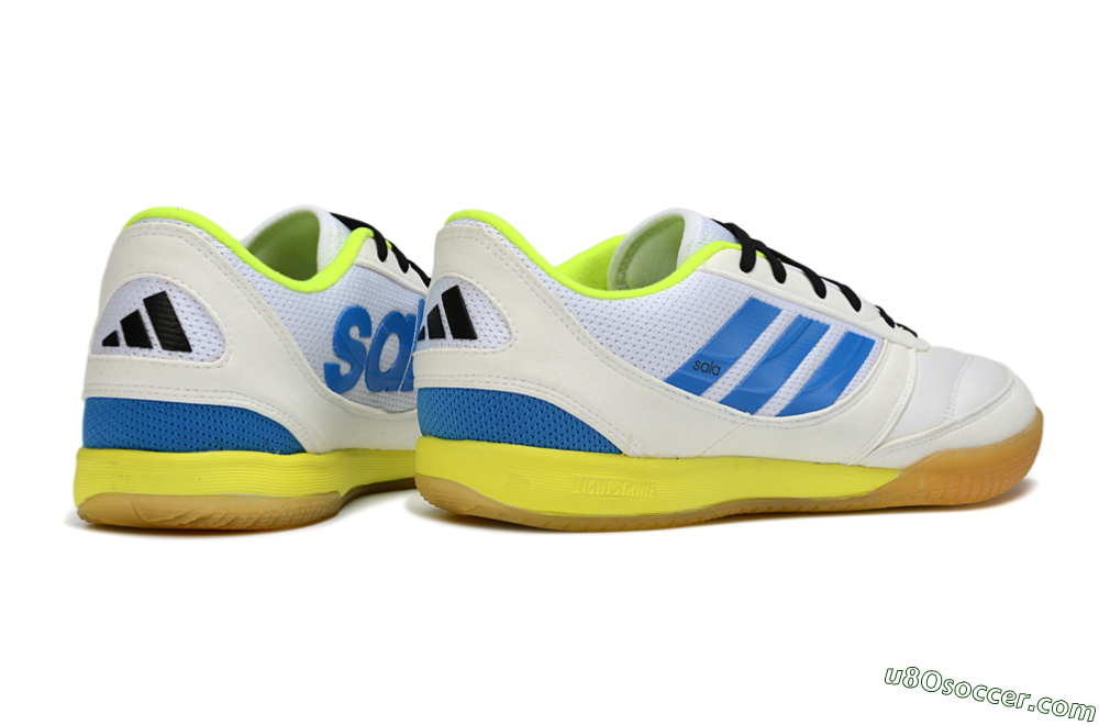 Adidas Top Sala IC Indoor & Futsal Soccer Shoes - White/Bright Blue/Lime Green 6