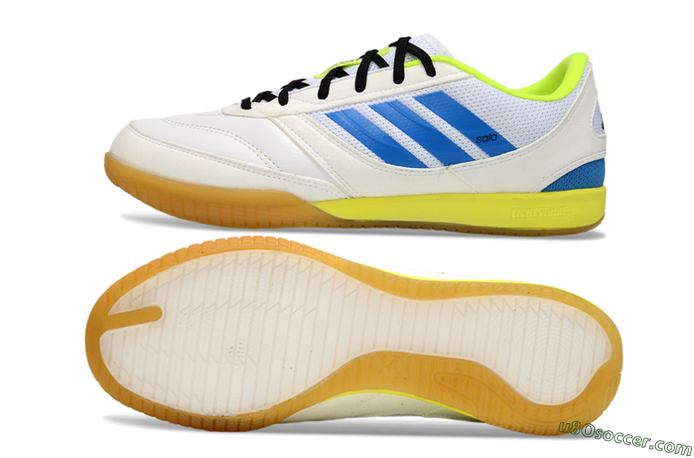 Adidas Top Sala IC Indoor & Futsal Soccer Shoes - White/Bright Blue/Lime Green 0