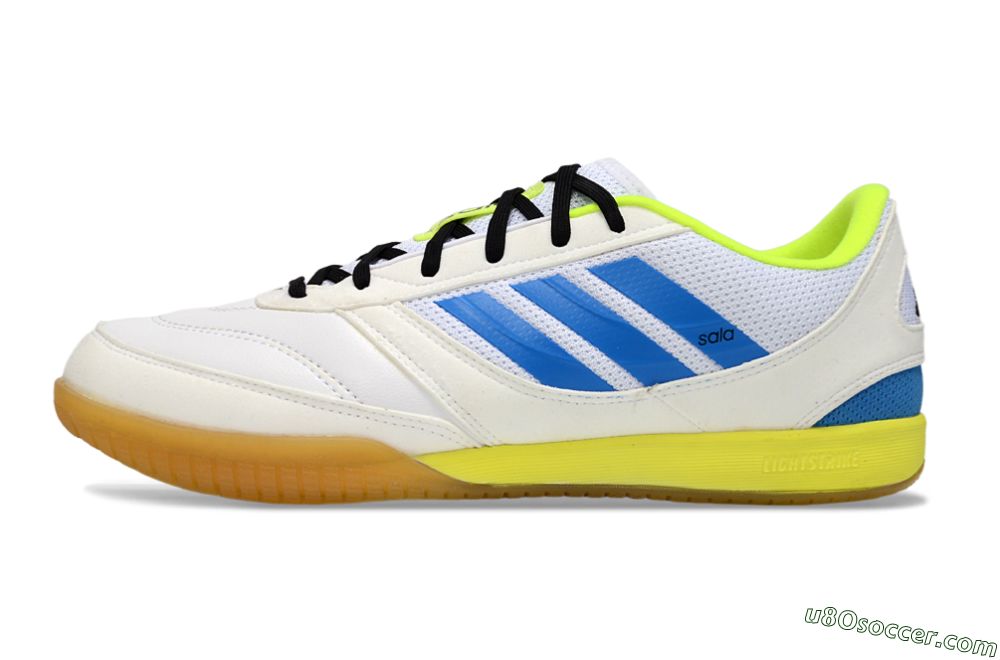 Adidas Top Sala IC Indoor & Futsal Soccer Shoes - White/Bright Blue/Lime Green 2