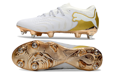 Puma Future 8 Ultimate FG Firm Ground Soccer Cleats - White/Gold/Champagne
