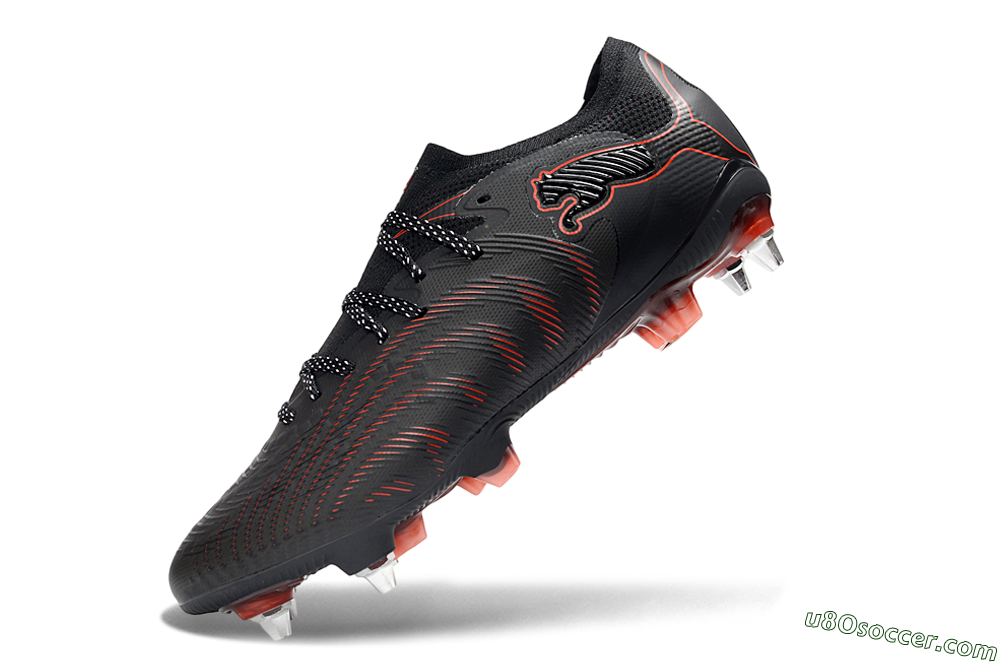 Puma Future 8 Ultimate SG Soft Ground Soccer Cleats - Black/Crimson Red/Bright Orange 5