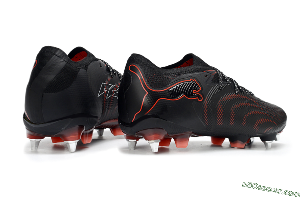 Puma Future 8 Ultimate SG Soft Ground Soccer Cleats - Black/Crimson Red/Bright Orange 6