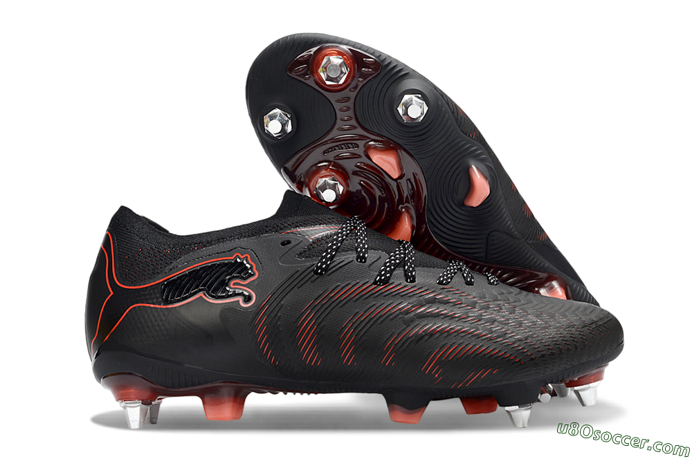 Puma Future 8 Ultimate SG Soft Ground Soccer Cleats - Black/Crimson Red/Bright Orange 1