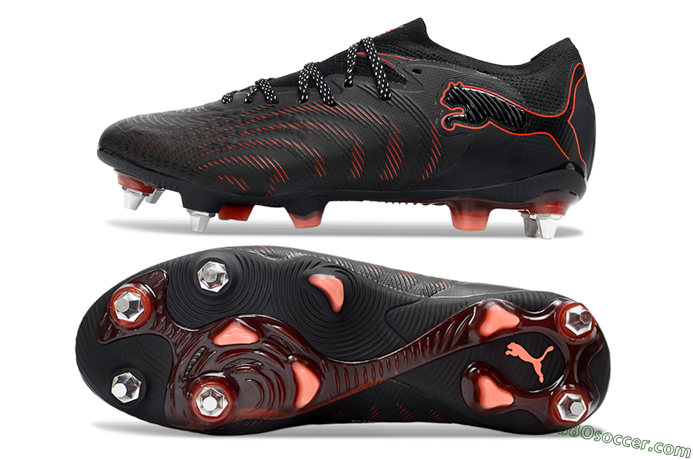 Puma Future 8 Ultimate SG Soft Ground Soccer Cleats - Black/Crimson Red/Bright Orange 0