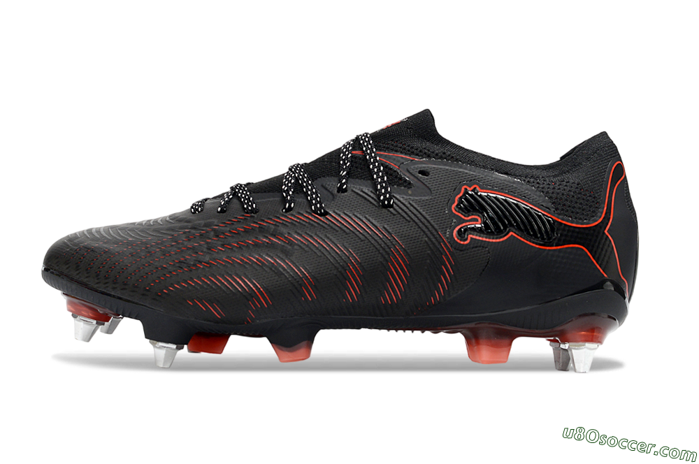 Puma Future 8 Ultimate SG Soft Ground Soccer Cleats - Black/Crimson Red/Bright Orange 2
