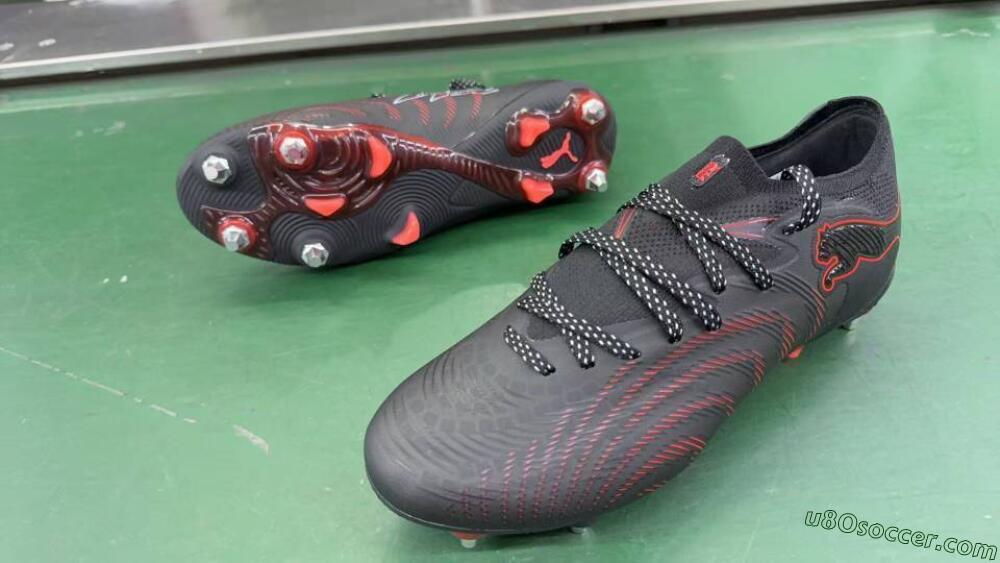 Puma Future 8 Ultimate SG Soft Ground Soccer Cleats - Black/Crimson Red/Bright Orange