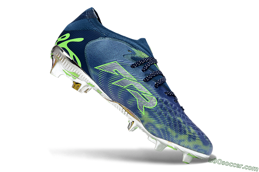 Puma Future 8 Ultimate FG Firm Ground Soccer Cleats - Navy/Neon Green/Chrome 4