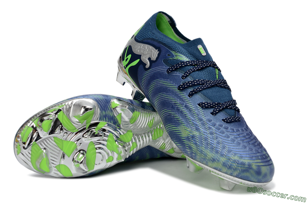 Puma Future 8 Ultimate FG Firm Ground Soccer Cleats - Navy/Neon Green/Chrome 3