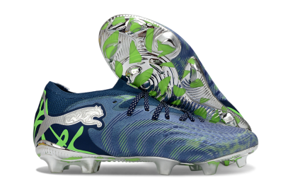 Puma Future 8 Ultimate FG Firm Ground Soccer Cleats - Navy/Neon Green/Chrome