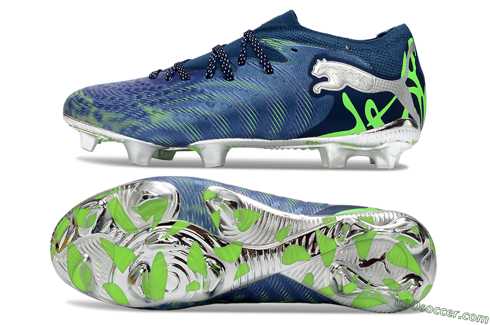 Puma Future 8 Ultimate FG Firm Ground Soccer Cleats - Navy/Neon Green/Chrome 0
