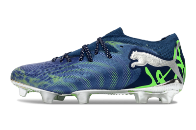 Puma Future 8 Ultimate FG Firm Ground Soccer Cleats - Navy/Neon Green/Chrome