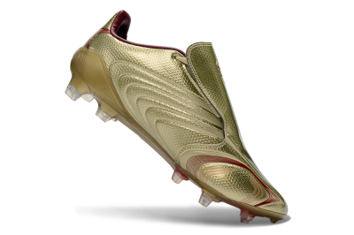 Adidas F50 Elite Laceless FG Firm Ground Soccer Cleats - Gold/Crimson Red/Metallic Finish