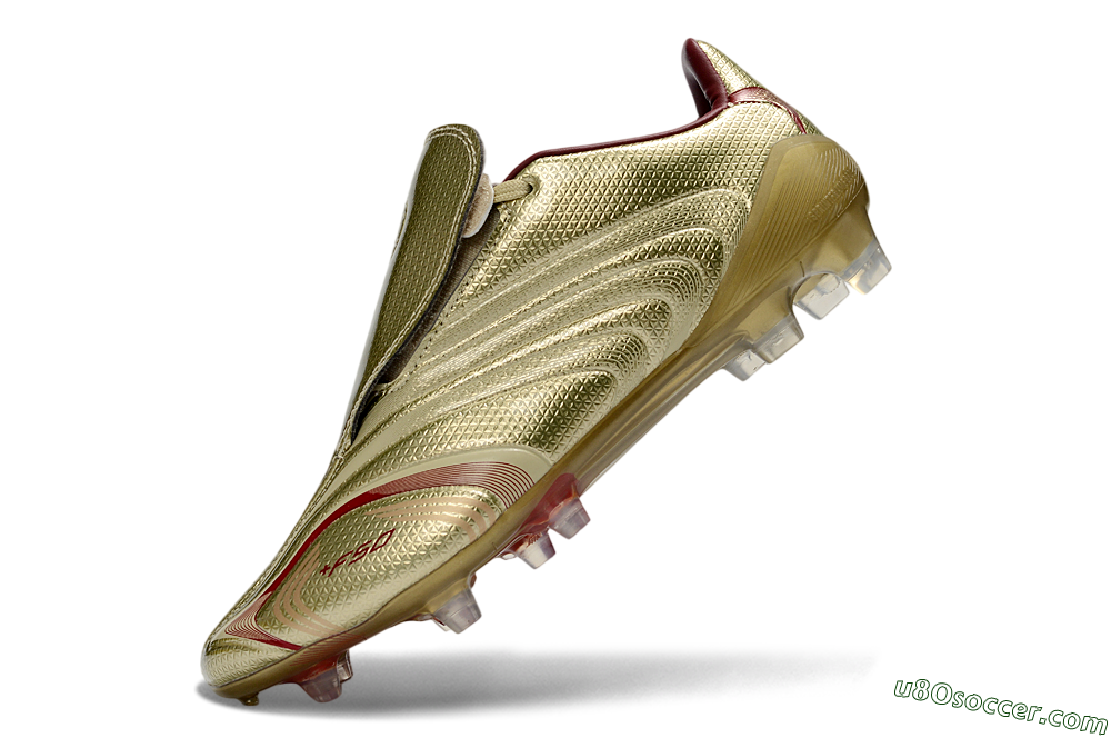Adidas F50 Elite Laceless FG Firm Ground Soccer Cleats - Gold/Crimson Red/Metallic Finish 5