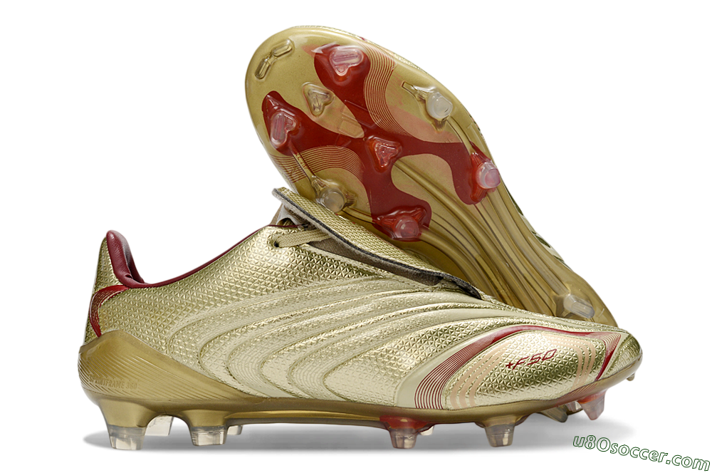 Adidas F50 Elite Laceless FG Firm Ground Soccer Cleats - Gold/Crimson Red/Metallic Finish 1