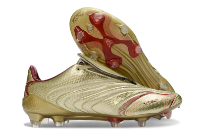 Adidas F50 Elite Laceless FG Firm Ground Soccer Cleats - Gold/Crimson Red/Metallic Finish
