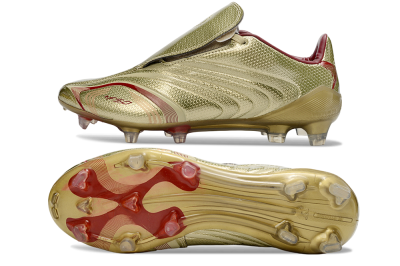 Adidas F50 Elite Laceless FG Firm Ground Soccer Cleats - Gold/Crimson Red/Metallic Finish
