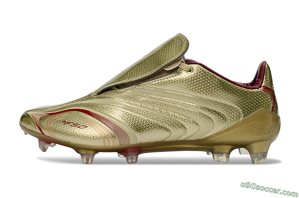 Adidas F50 Elite Laceless FG Firm Ground Soccer Cleats - Gold/Crimson Red/Metallic Finish 2